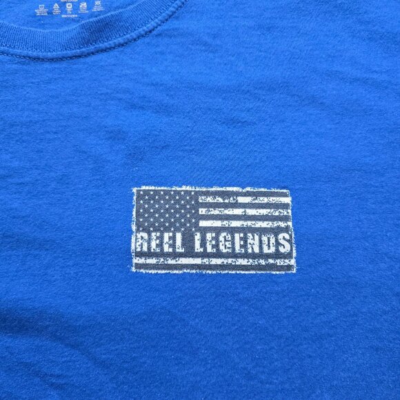 Reel Legends Tshirt Mens Large Blue USA Flag Patriotic Fishing Marlin Graphic - Picture 3 of 7